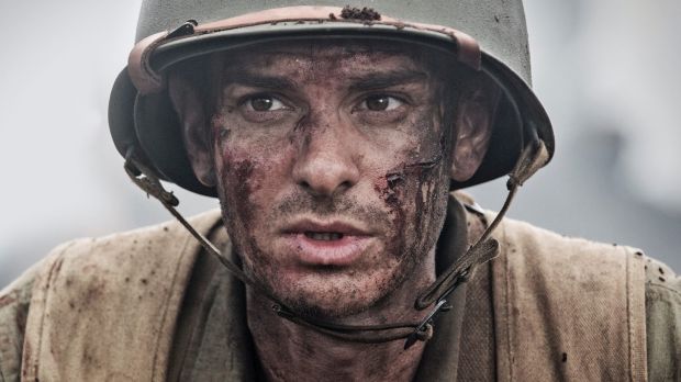 Andrew Garfield as conscientious objector turned war hero Desmond Doss in <i>Hacksaw Ridge</i>.