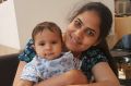 Nethra Krishnamurthy, with her eight-month-old baby boy, was critically injured in Bourke Street on Friday. 