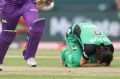 Contrasting emotions: Hobart's Corinne Hall celebrates but there's devastation for the Stars' Gemma Triscari.