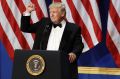 President Donald Trump speaks at The Salute To Our Armed Services Inaugural Ball in Washington.