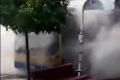 Footage of the smoke billowing from the bus after the attack.