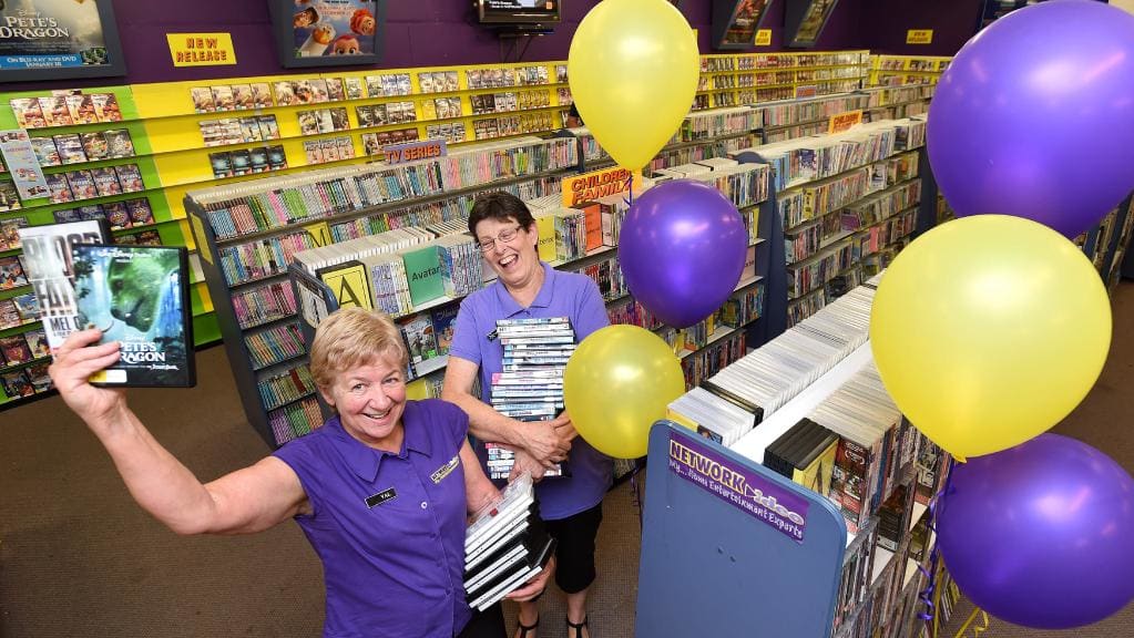 Val Kildea and Peta Roberts say The Network Video store in Mooroolbark is the last remaining video shop in Melbourne’s outer east. Picture: Steve Tanner