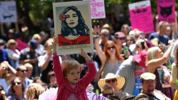 Women's March in Melbourne to protest against US president Donald Trump.