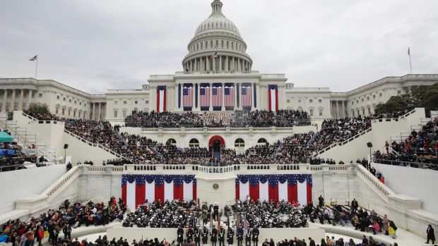 President Donald Trump delivers his inaugural address after being sworn in as the 45th president of the United States.