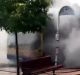 Footage of the smoke billowing from the bus after the attack.