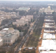 An aerial view of sparse crowds on the national mall at Donald Trump's inauguration.