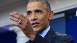 President Barack Obama speaks during his final presidential news conference, Wednesday, Jan. 18, 2017, in the Brady ...