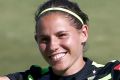 Canberra's Ashleigh Sykes leaves the field after scoring four goals last weekend.