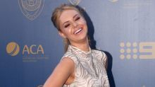 Channel Nine's Julie Snook in an off-white gown at the Allan Border Medal on January 23 in Sydney.