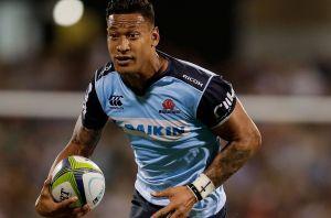 CANBERRA, AUSTRALIA - MARCH 04: Israel Folau of the Waratahs in action during the round two NRL match between the ...