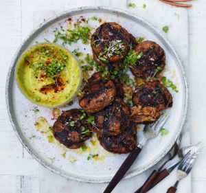 Adam Liaw's BBQ butter rissoles with avocado