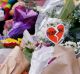 A floral tribute for victims at Bourke Street Mall. 