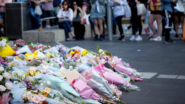 Part of Bourke Street Mall has become a shrine to victims of Friday's tragedy.