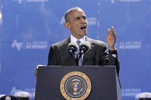 Barack Obama, The President of the United States, delivers the graduation address to the U.S. Air Force Academy Class of 2016 at Falcon Stadium in Colorado Springs, Colorado, June 2, 2016.