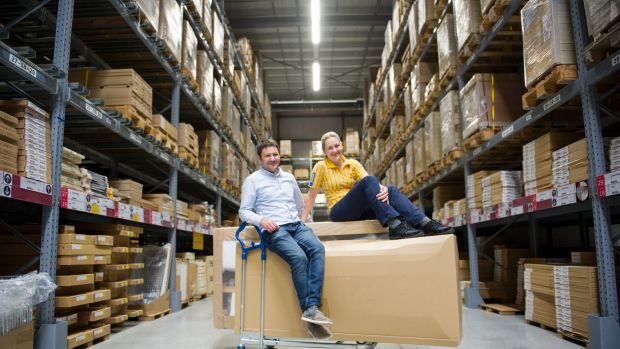 IKEA Michael Donath multi channel manager and Charmaine Hick store manager, launching online shopping and home delivery with Canberra being the first to get it Australia.