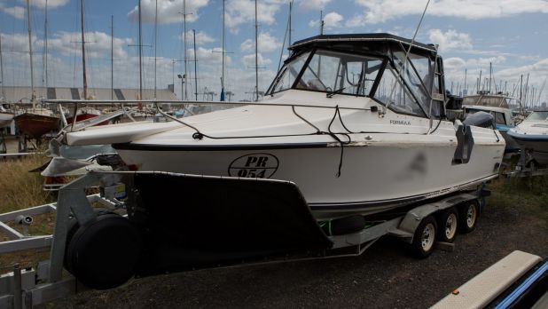 One of the boats that police allege the syndicate planned to use to meet the former whaling vessel.