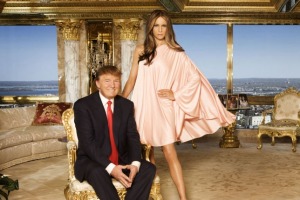 Donald Trump with his wife Melania and their son Barron at home in 2010.