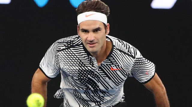 Roger Federer chases down another ball en route to another Australian Open semi-final.