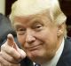 U.S. President Donald Trump gestures during a meeting with American Labor leaders in the Roosevelt Room of the White ...