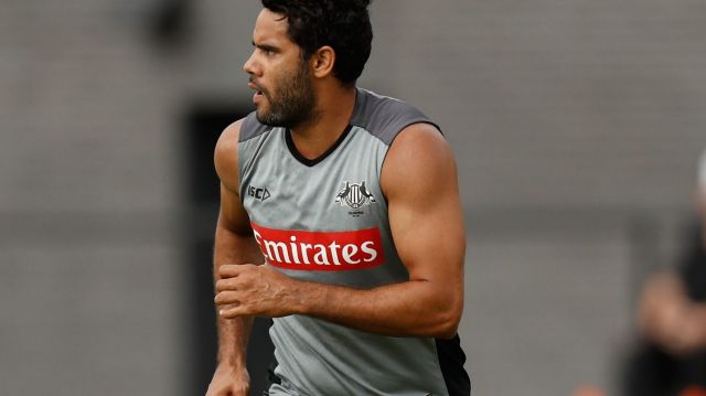 Up and running: New Magpie Daniel Wells in a training session at Olympic Park Oval.