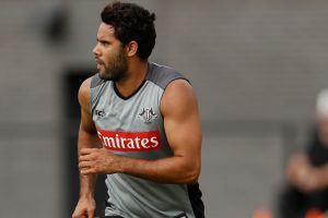 Up and running: New Magpie Daniel Wells in a training session at Olympic Park Oval.