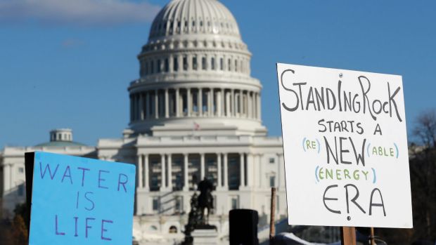 Demonstration against the Dakota Access pipeline in Washington on December 10.