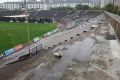 Work to do: Shanghai stadium where the Port Adelaide-Gold Coast match will be held in round 8. 