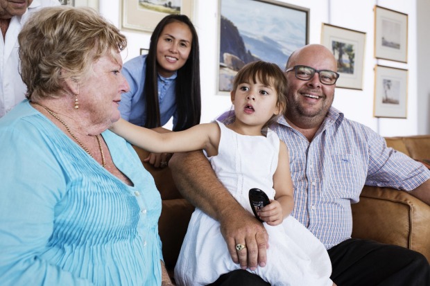 Four-year-old Katelyn with (left to right) grandmother Joy, mother Saowalak and father Michael.