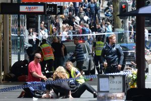 Police chase driver in Melbourne's CBD, pedestrians hit, reports shots fired in Bourke Street Mall. 