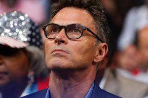 Actor Tim Daly watches during the first day of the Democratic National Convention in Philadelphia , Monday, July 25, ...