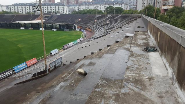 Work to do: Shanghai stadium where the Port Adelaide-Gold Coast match will be held in round 8. 