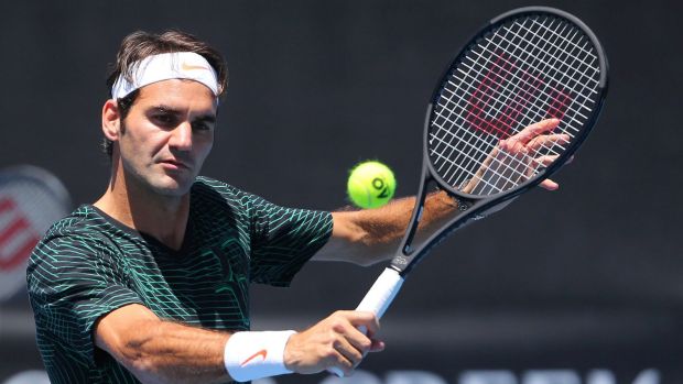 Roger Federer has too many fans to practice on a court without a grandstand.