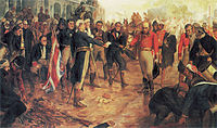 Painting showing the surrender during the British invasions of the Río de la Plata.