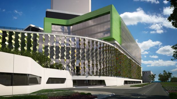 An artist impression of Perth's Children's Hospital that has been plagued by construction problems, which have prevented ...