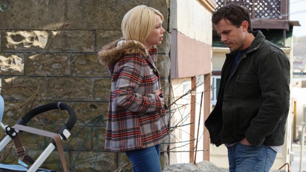 Michelle Williams, left, and Casey Affleck in a scene from "Manchester By The Sea." 