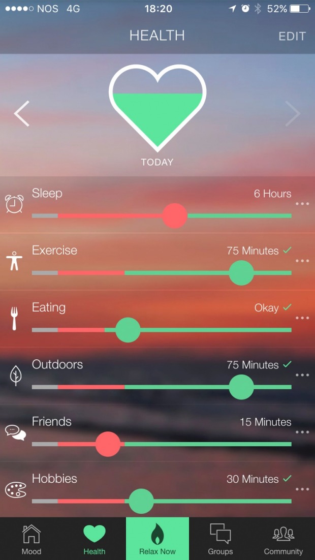 Pacifica includes mood and health trackers, alongside guided meditation audio tracks.