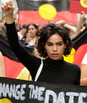 MELBOURNE. Jan 26th 2017. During the Invasion Day rally in the Melbourne CBD 26th January 2017. (Photo by Darrian Traynor)