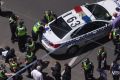 Police lock down Bourke Street Mall last Friday.