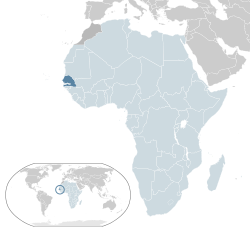 Location of  Senegal  (dark blue)– in Africa  (light blue & dark grey)– in the African Union  (light blue)