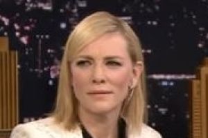 Cate Blanchett appearing on <em>The Tonight Show with Jimmy Fallon</em>.