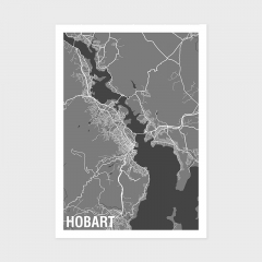 Hobart Two-tone Map Print