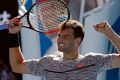 Bulgaria's Grigor Dimitrov celebrates after defeating Belgium's David Goffin during their Australian Open quarter-final