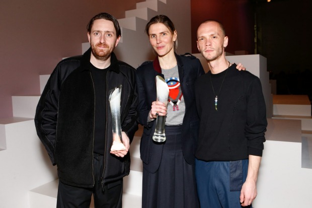  "I'm a merino sheep producer as well as a fashion designer," said womenswear winner Gabriela Hearst (centre), accepting ...