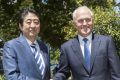 Japanese Prime Minister Shinzo Abe with Prime Minister Malcom Turnbull earlier in January.