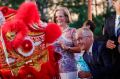 Prime Minister Malcom Turnbull participates in the 'Dotting of the Eye Ceremony' at the opening of Chinese New Year ...