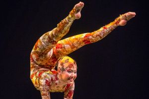 Cirque du Soleil contortionists perform in <i>Kooza</i>.