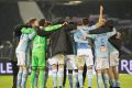 Celta Vigo players celebrate their Copa Del Rey success.