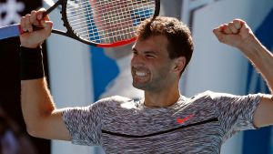 Bulgaria's Grigor Dimitrov celebrates after defeating Belgium's David Goffin during their Australian Open quarter-final