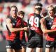 James Kelly (left) and Matt Dea (centre) are staying at the Bombers.