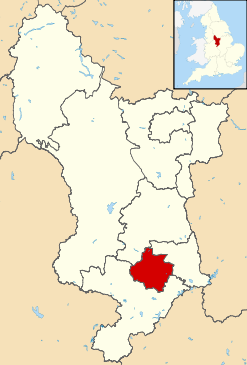 Derby shown within Derbyshire and England